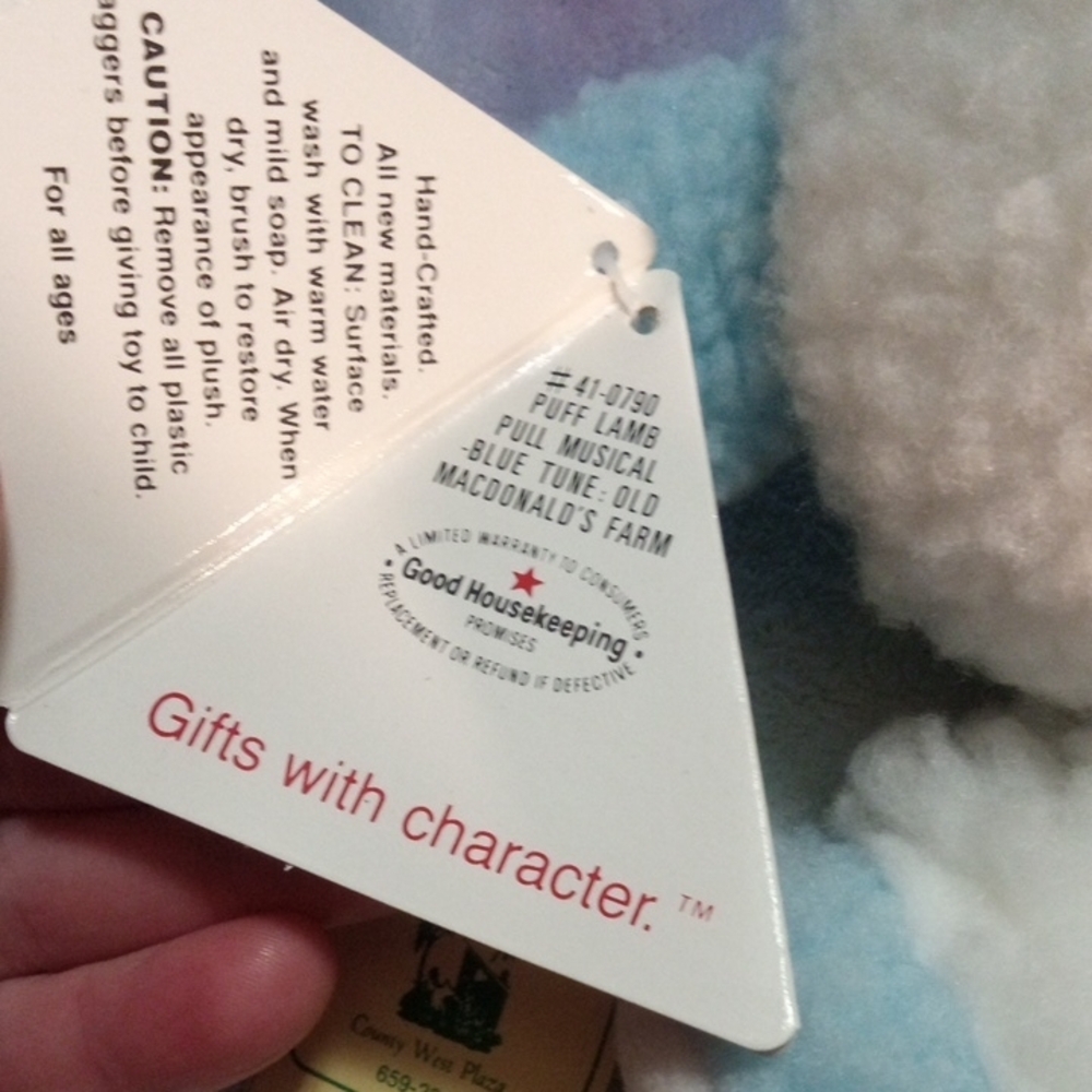 Musical Stretchy Lamb Plush By Dakin In White and Blue - Picture 9 of 10